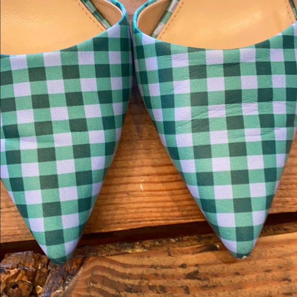 JCrew green/blue gingham D’Orsay heels - Picture 3 of 4